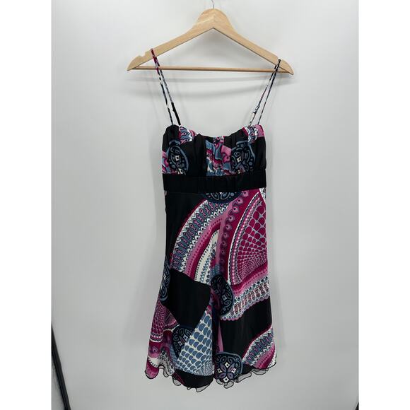 Speechless Womens Geo Printed Babydoll Mini Dress Size 13 L Formal HOCO Y2K - Picture 1 of 8